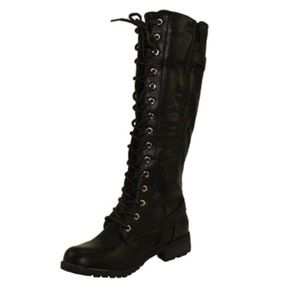 round toe low heel knee high boot